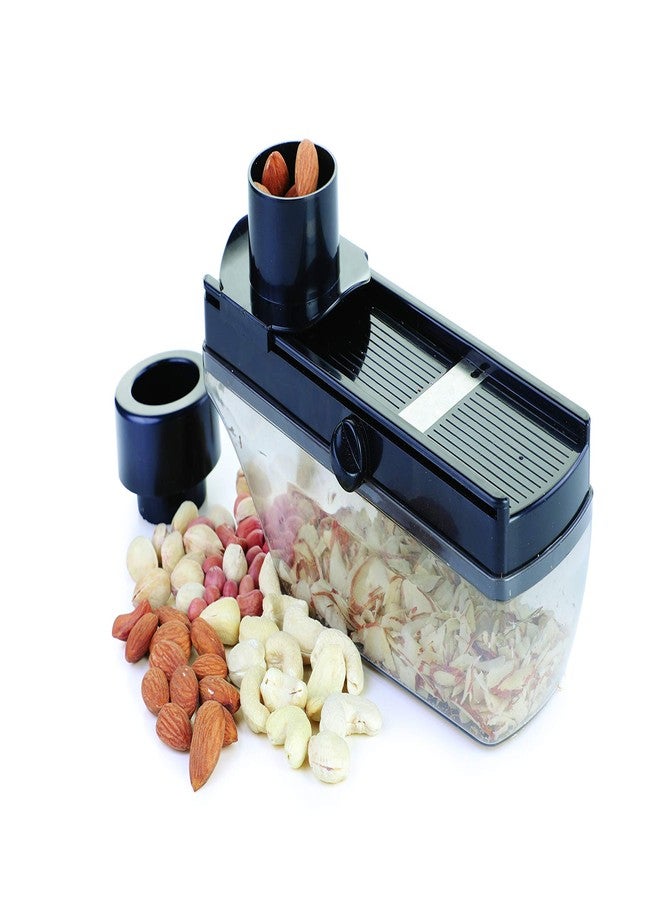 KIDINGTON Adjustable Stainless Steel Blades with Plastic Container, Fruit and Vegetable Compact Dry Fruit Plastic Cutter Slicer with Holder and Container - Multicolor - Image 1